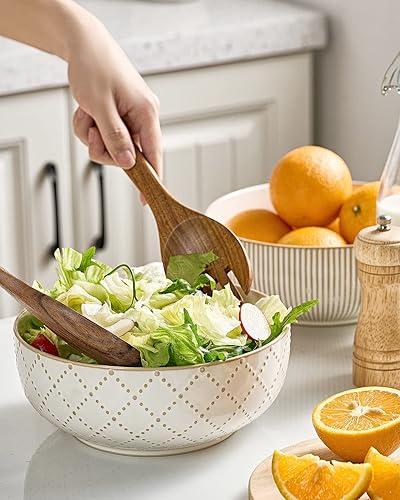 Miniatura 5 de getstar Grandes tazones para servir (8 pulgadas & 60 fl oz), juego de 2 tazones de ensalada de cerámica, aptos para microondas y lavavajillas, juego