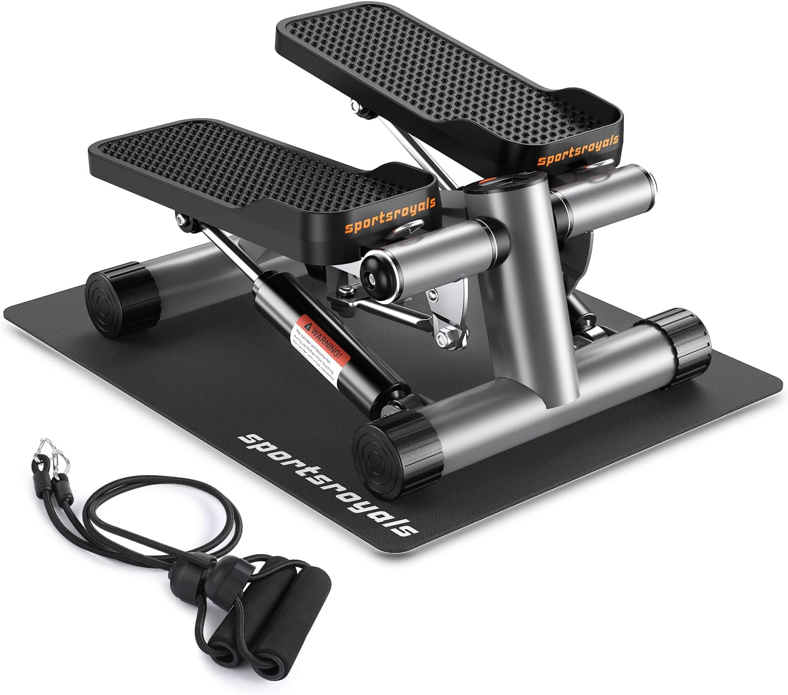 SportsroyalsStair Stepper for Exercise, Mini Steppers with Resistance Band, Hydraulic Fitness Stepper Exercise Home Workout Equipment for Full Body Workout, 330lbs Weight Capacity