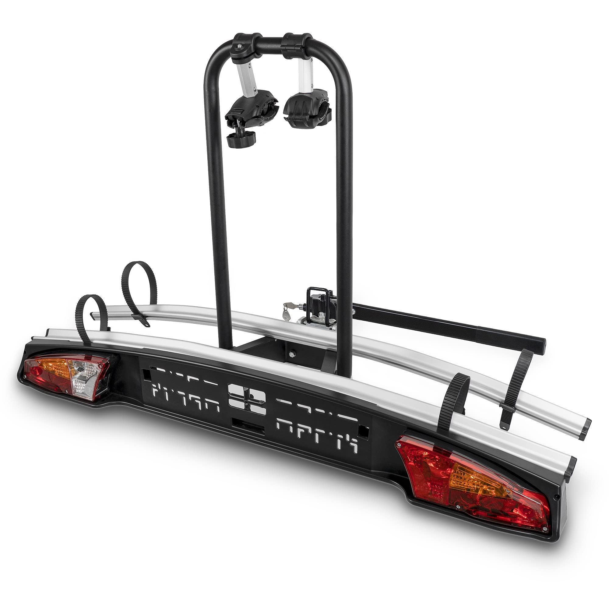 MENABO Portabicicletas de Gancho para Remolque Bola Enganche - Sistema abatible y Montaje rápido - para 2 Bicicletas btt - ebike 000119100000 | Embrague de aluminio para 2 bicicletas