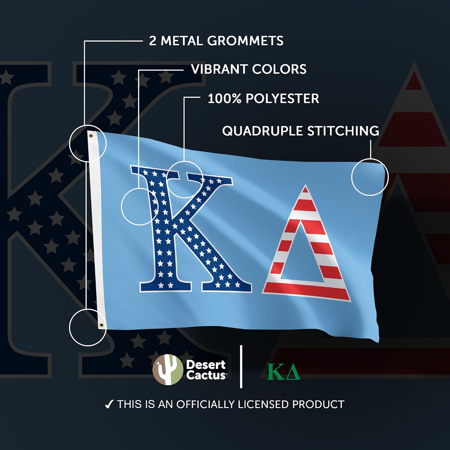 Desert Cactus Kappa Delta Flag KD USA Letter Sorority 3x5 feet Banner Greek Sign Decor KD