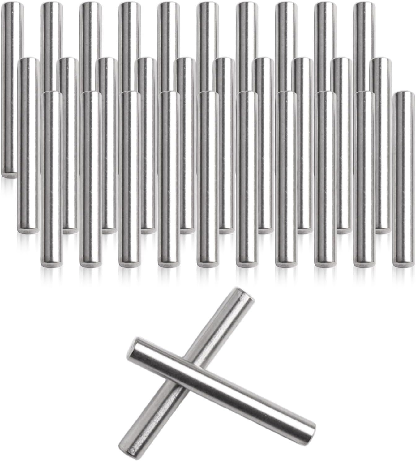 32 Pack Stainless Steel Shelf Pins 5X40mm, Metal Bookshelf Support Pegs For Cabinet Furniture Repair, Silver Cylindrical Locating Nails For DIY Home Industrial Projects