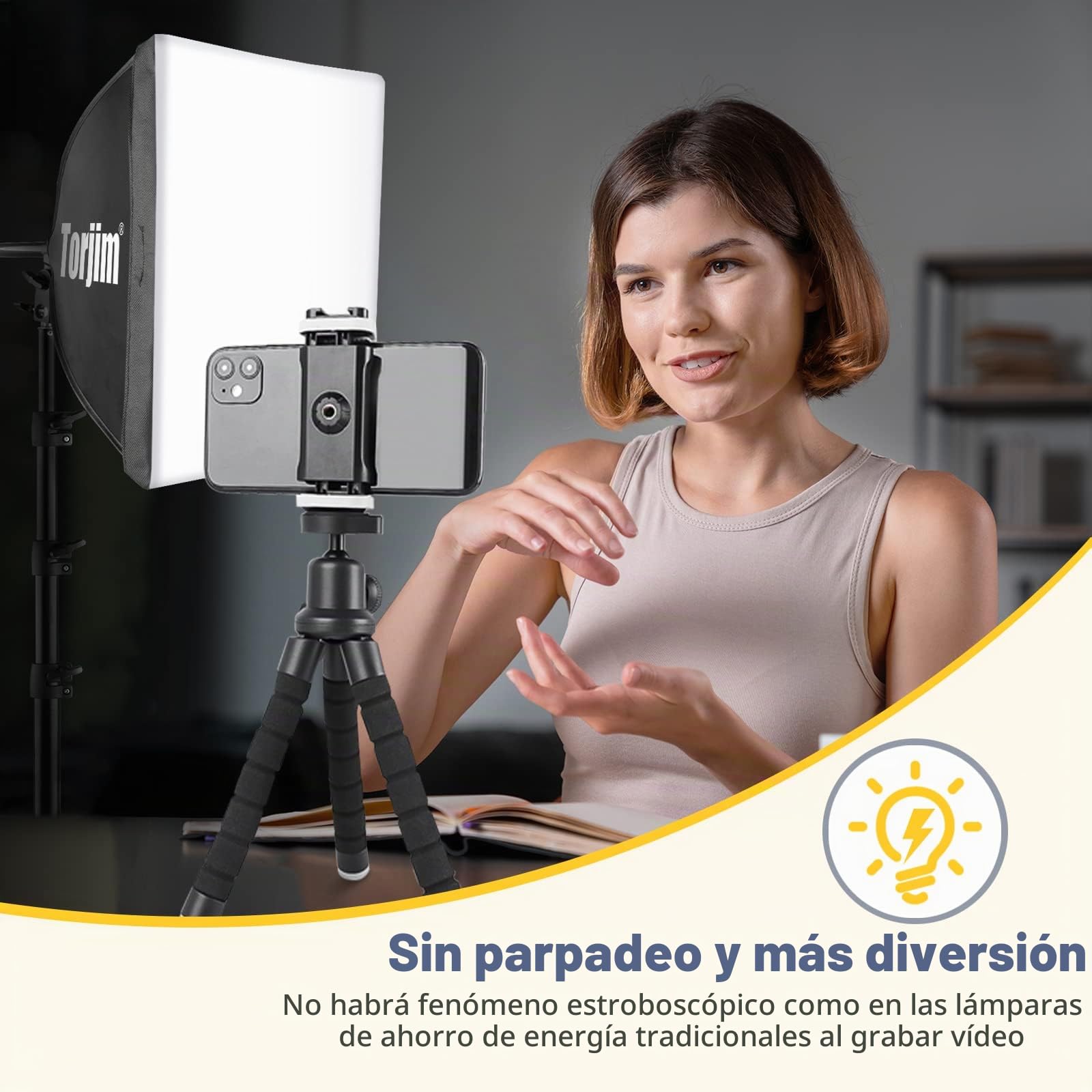 Torjim - Kit de iluminación para fotografía de Softbox, 16 x 16 Pulgadas, Kit de iluminación Profesional de Softbox con Bombillas LED de 85 W, 3000-7500 K, Luces de Estudio para fotografía/grabación