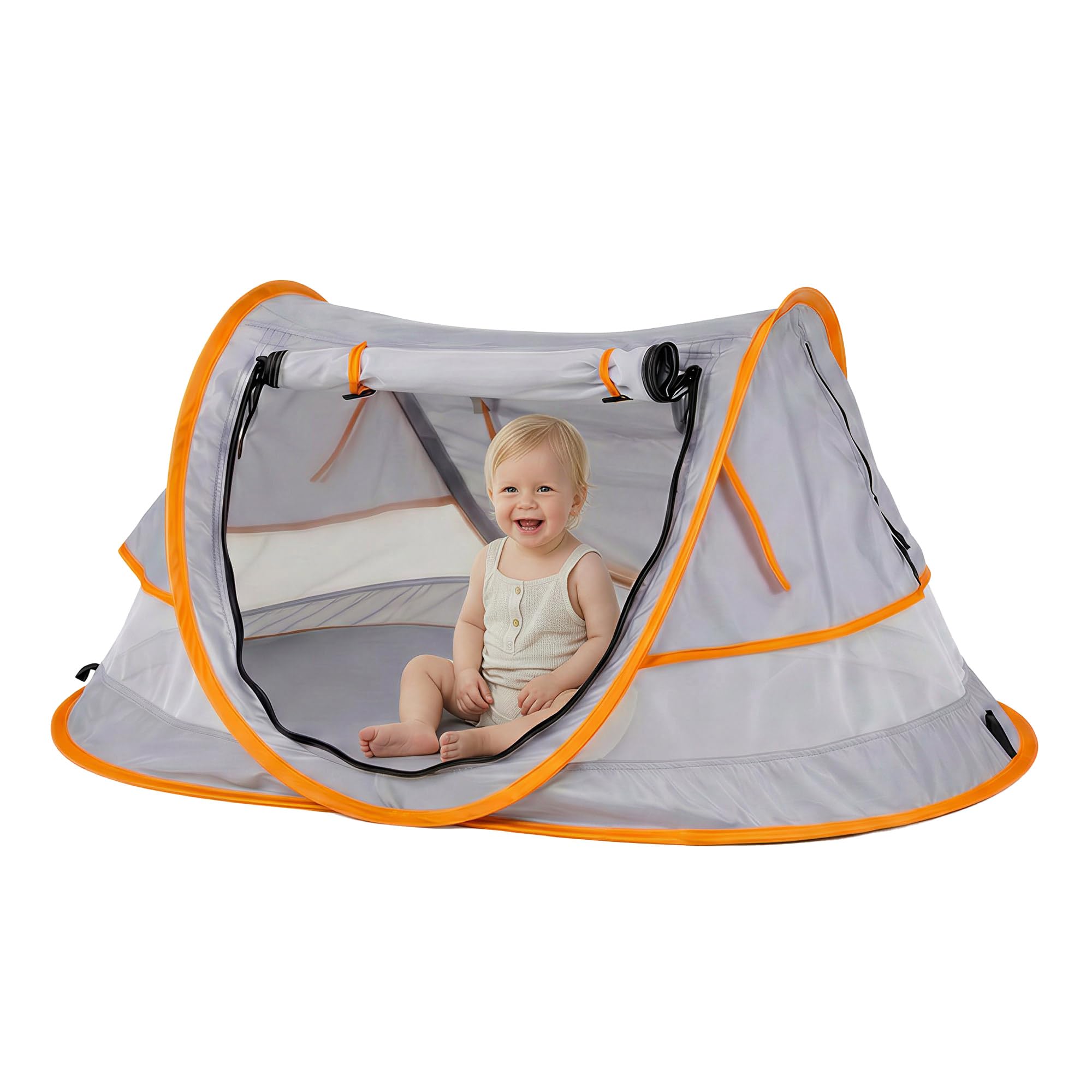 Poray Portable Baby Beach Tent with UPF 50+ Sun Shelter,Mosquito Net and Sunshade, Ideal Pop Up Kids Travel Tent with Carry Bag & 2 Stakes,Outdoor Indoor Play and Sun Protection