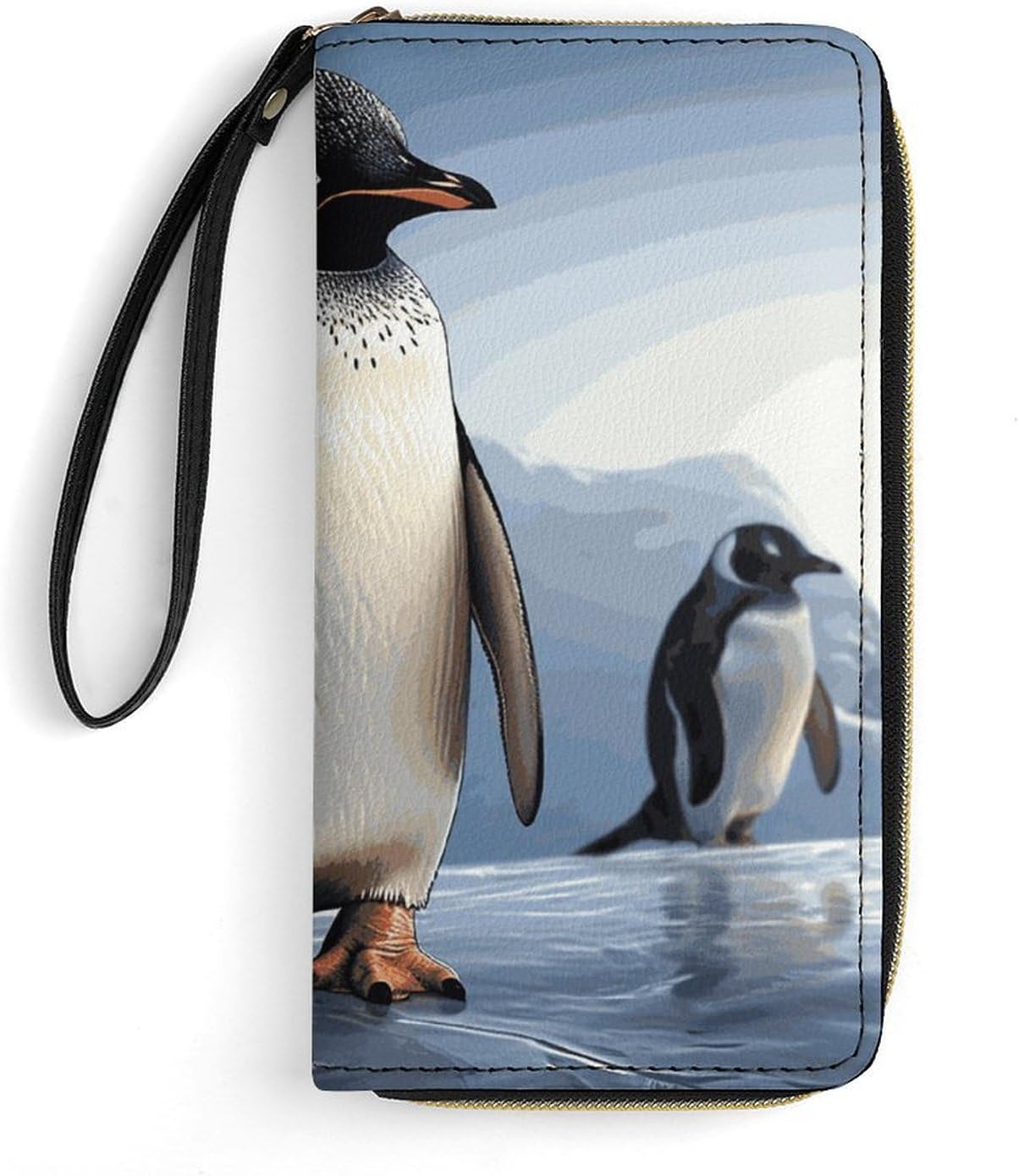 Classic Durable Penguin Printed Leather Card Holder with Rope, Suitable for Both Men And Women, Ideal Daily Storage Tool, Simplifies Your Life, Can Be Used As A Holiday Gift