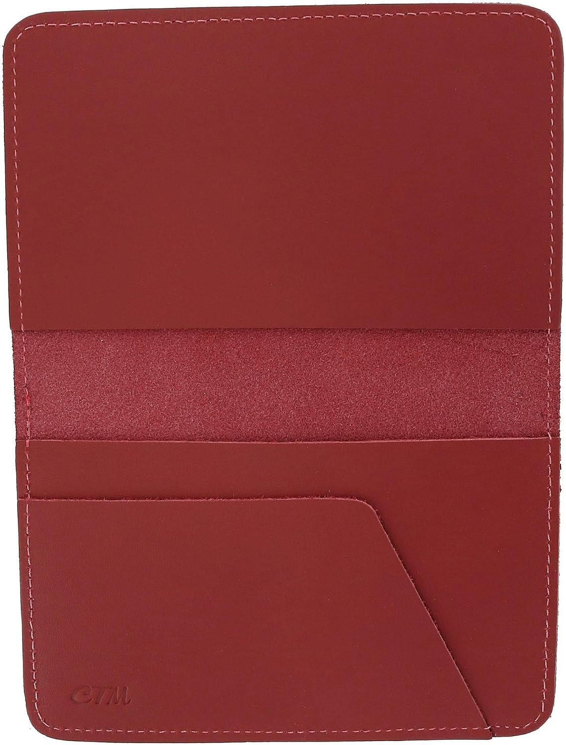 CTM Leather Top Stub Checkbook Cover Wallet, Red