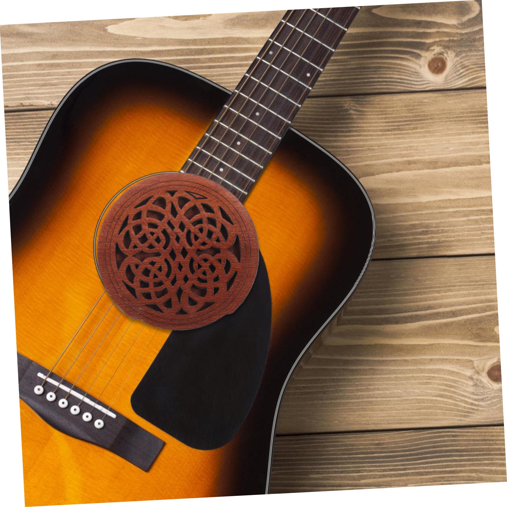 CIMAXIC Acoustic Guitar Sound Hole Covers Wooden Guitar Soundhole Cover Guitar Soundhole Insert Guitar Feedback Muter Decorative Guitar Part