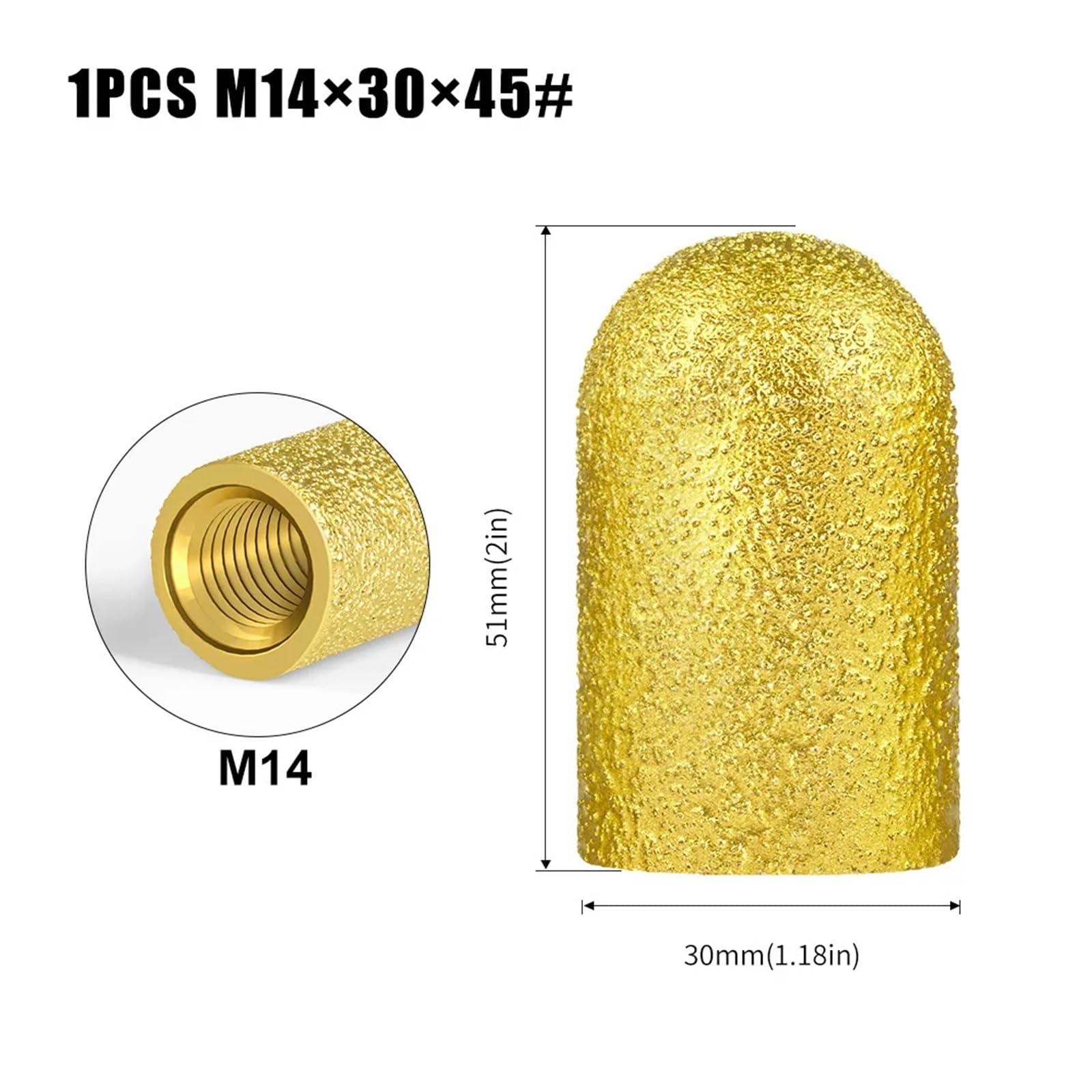 Ściernica diamentowa Premium Premium — lutowana końcówka szlifierska M10/14 do precyzyjnego wykańczania kamienia(M14x30mmx45)