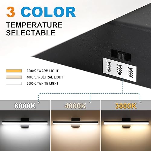 Miniatura 2 de SineRise Barra de luz LED moderna para tocador de baño (32 pulgadas, 3000 K4000 K6000 K), negro mate, regulable, moderno, acrílico, accesorios de