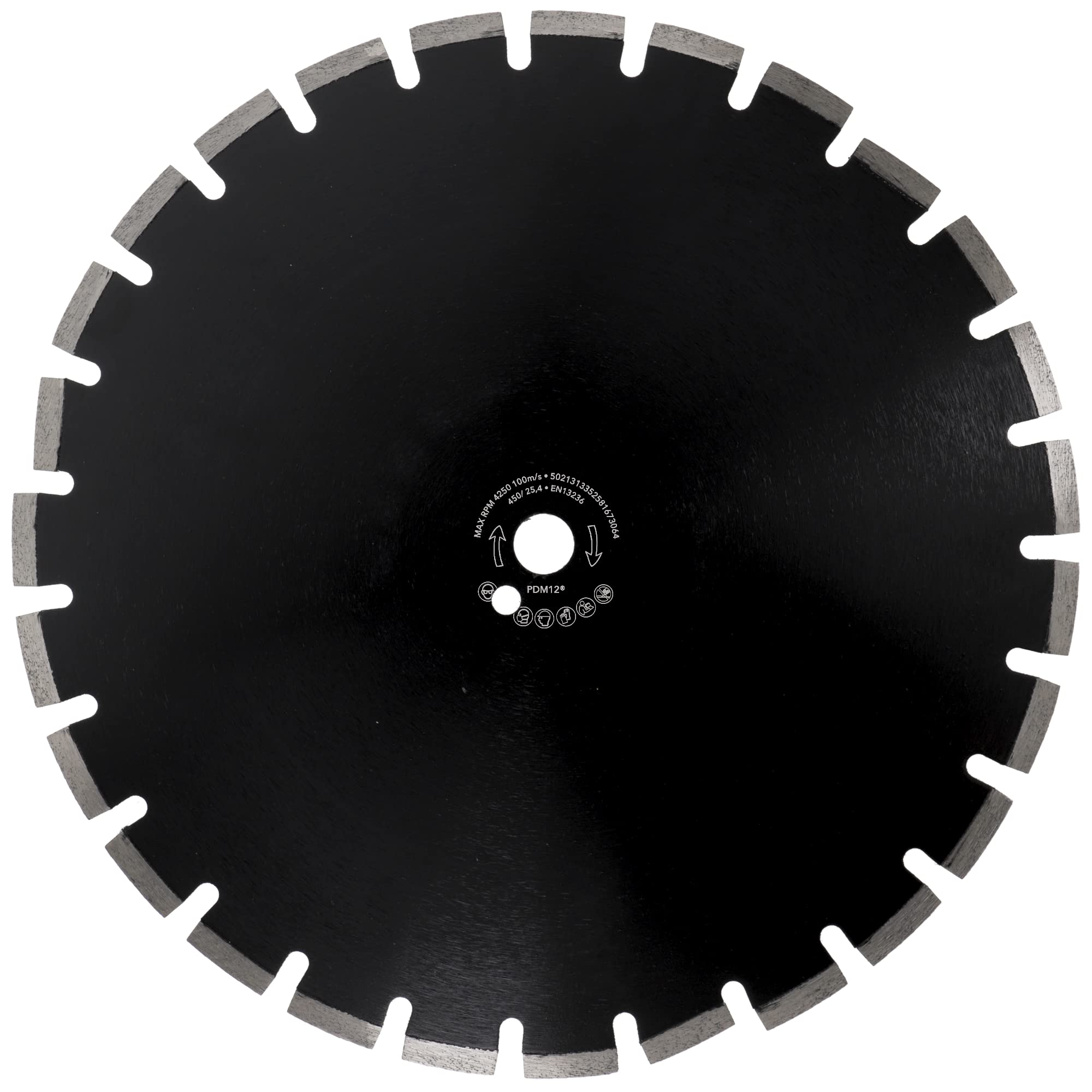 PRODIAMANT Disco de diamante abrasivo de 450 mm x 25,4 mm para carreteras, asfalto, solera, hormigón ligero, hormigón fresco, arenisca y arcilla refractaria