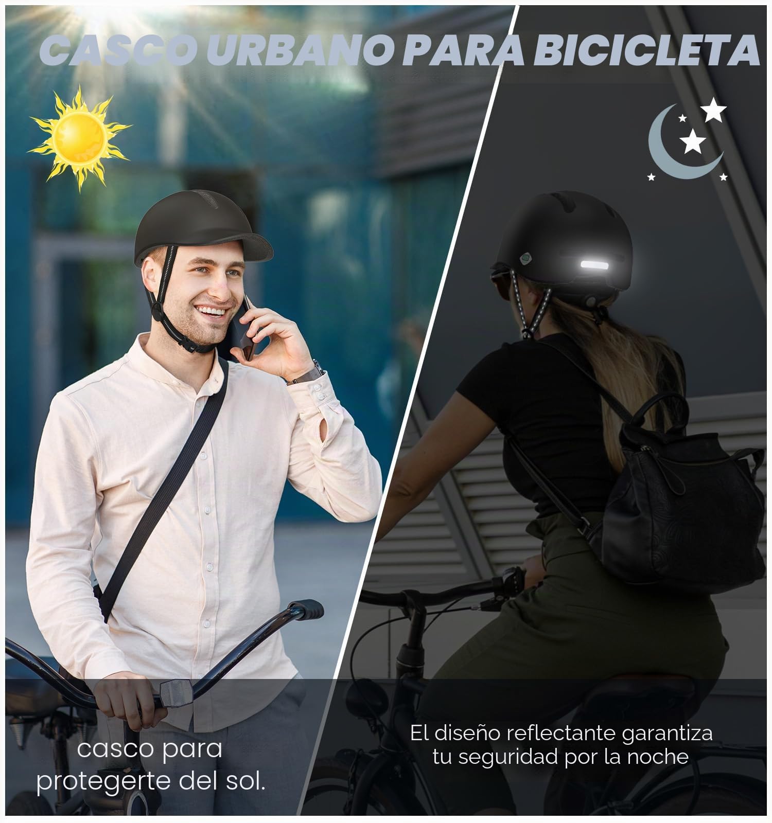 KINGLEAD Casco de Bicicleta, Casco Urbano Commuter, Elegante Casco de Bicicleta para Hombre y Mujer, para Ciclismo, Trekking, Ciudad, Scooter, Casco Ajustable