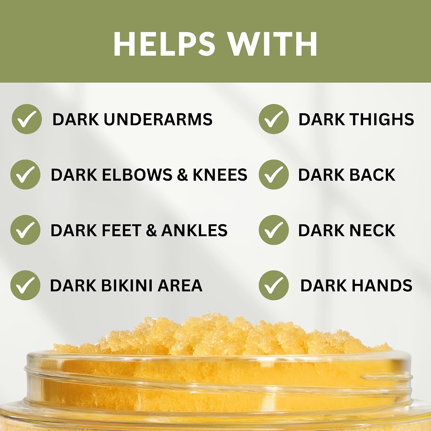 Kojic Acid, Turmeric & Manuka Honey Sugar Scrub, Dark Spots & Brightening - Moisturize and Exfoliate - Body, Hands, Foot, Thighs, Armpits, Bikini Area - Even Skin Complexion - Made in USA - 18 oz Jar