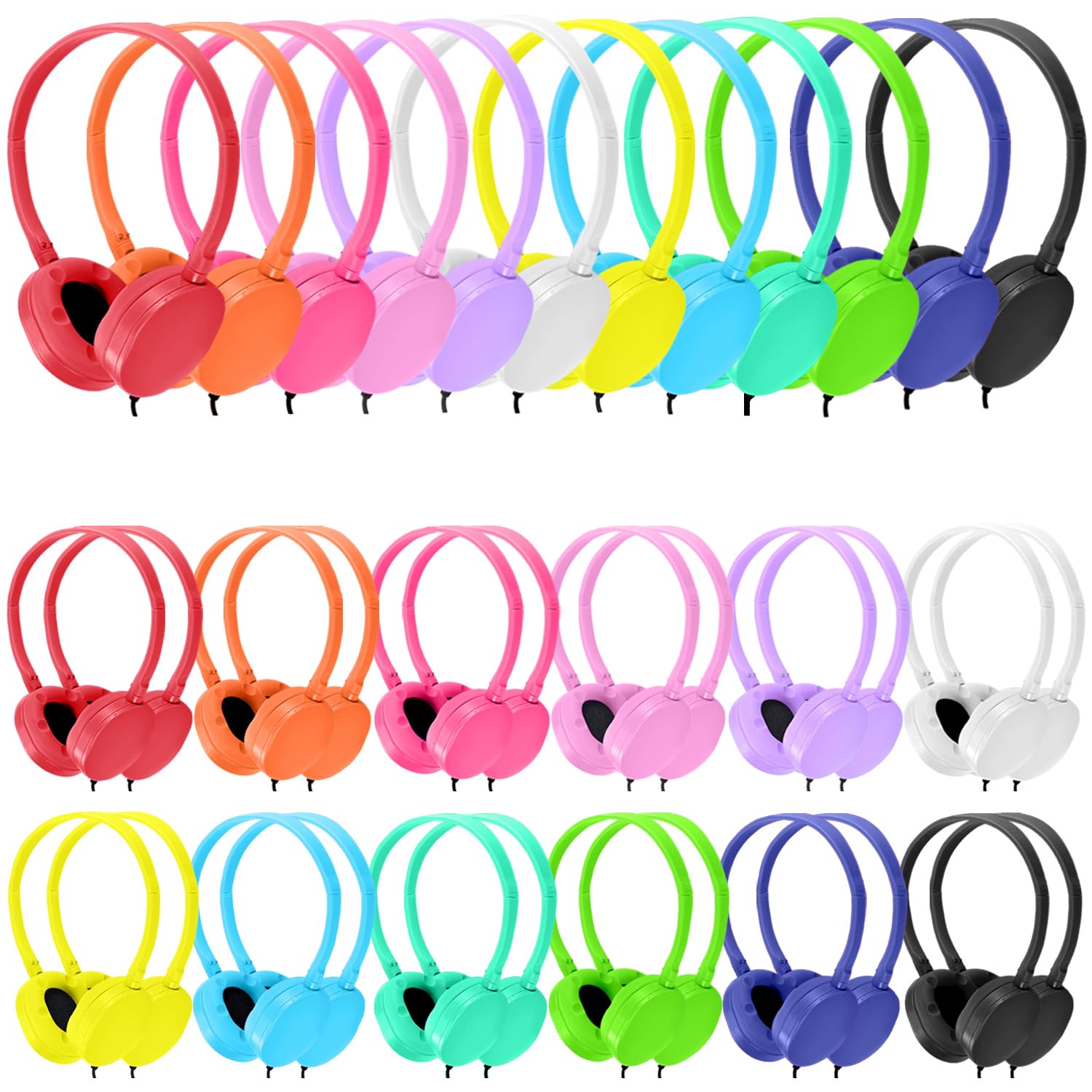 bulk kids headphones 100 pack wired adjustable for classroom