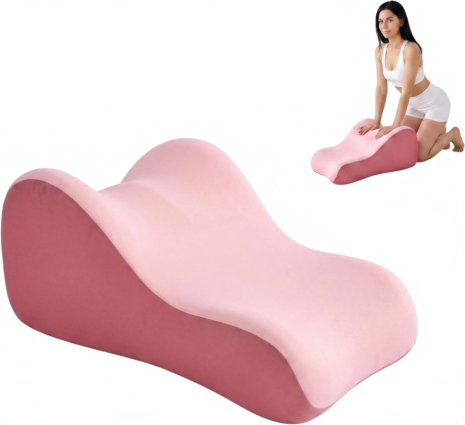 Reading Wedge Pillow for Bed, Leaning and Prone, Bed Rest Pillow with Removable Cover, Contour Memory Foam Prone Pillow for Lying, Great Gift for Family, Lover and Friends（Pink）