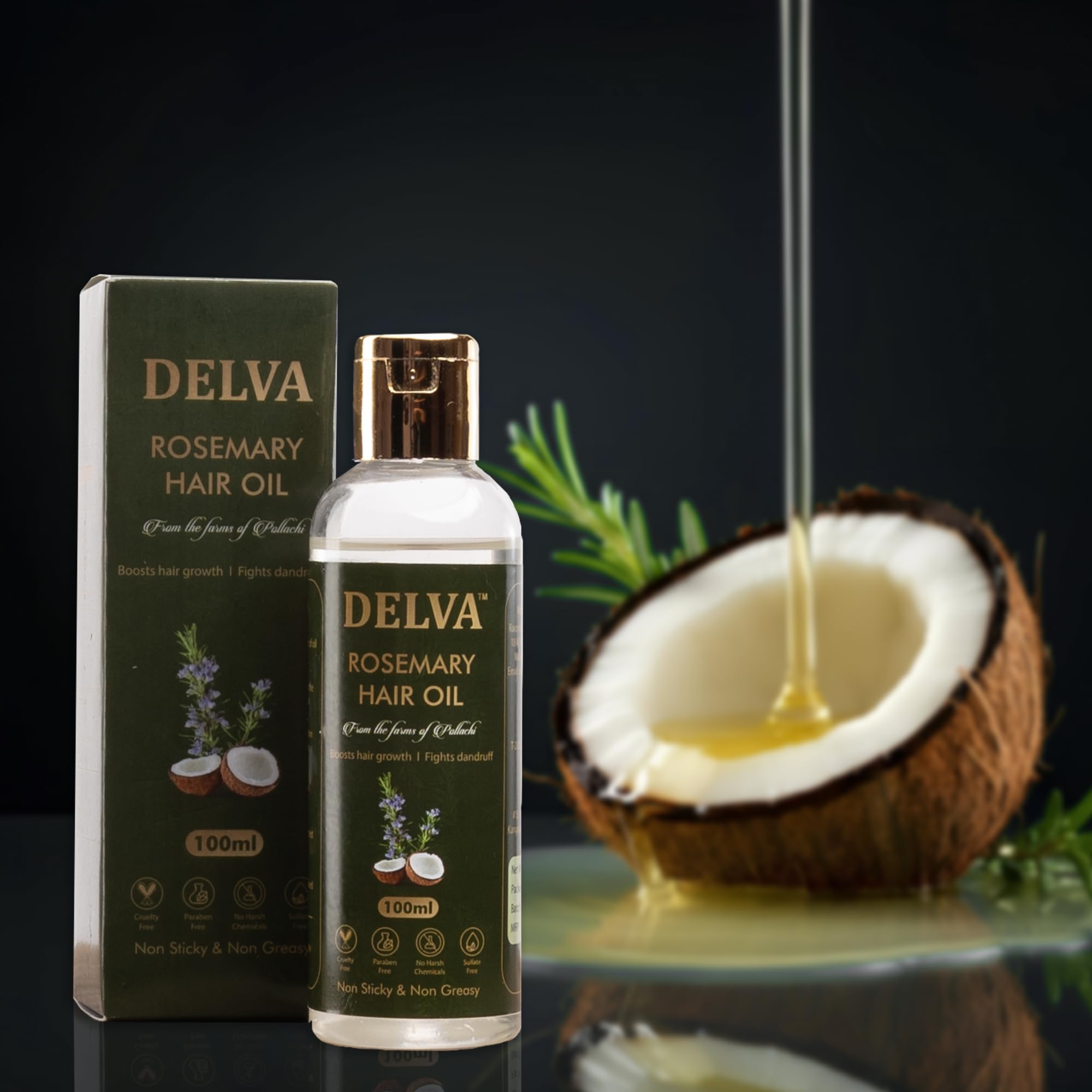 DELVA Rosemary Hair Oil, 100ml, Non-Sticky and Non-Greasy Formula, Boosts Hair Growth, Fights Dandruff (100 ml)-picture-17