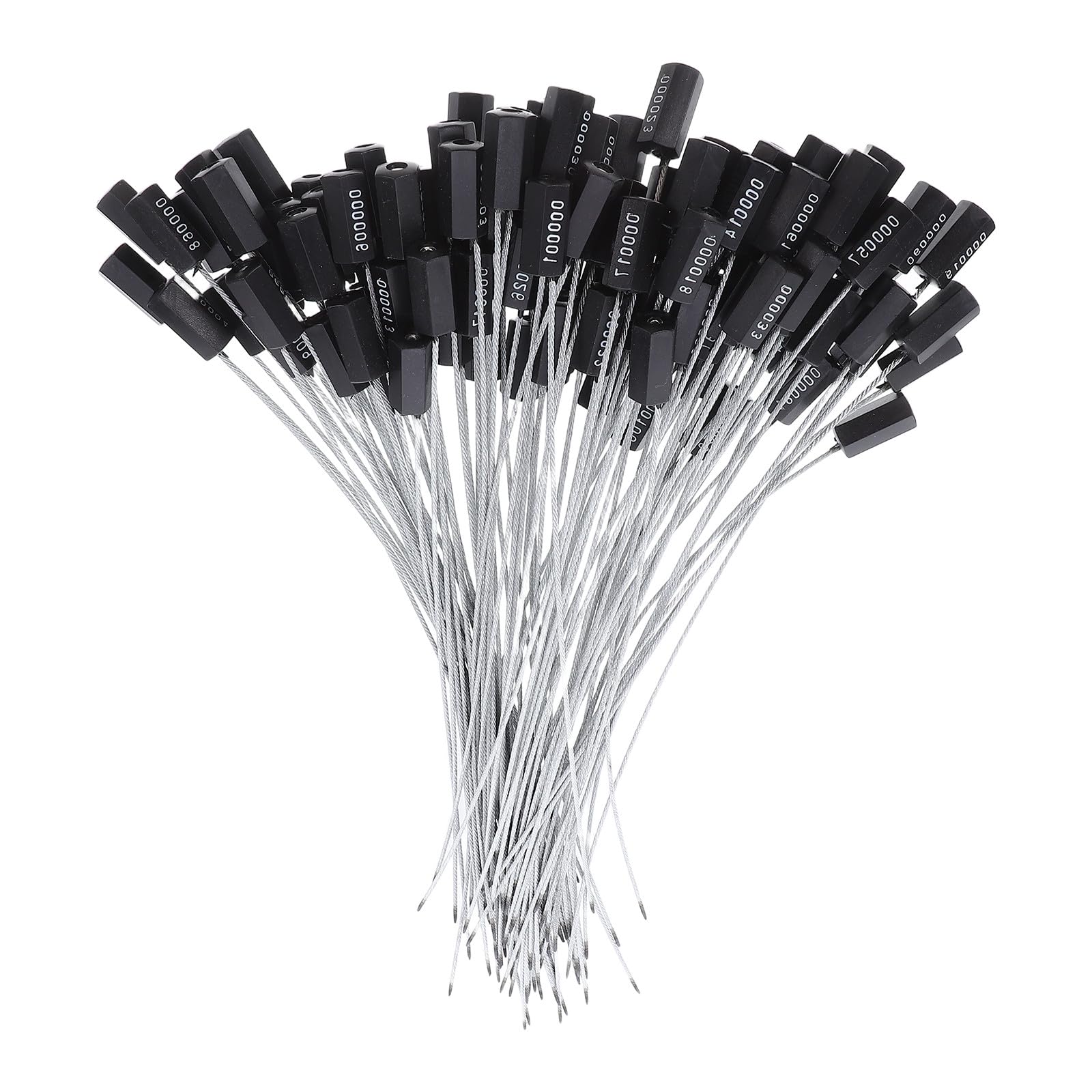 MAGICLULU Lot de 100 Scellés de Câble en Acier Galvanisé Noir Anti-effraction Numérotés pour Transport et Remorques