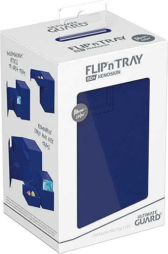 Miniatura 7 de Ultimate Guard Flip 'n' Tray 80+, funda para 80 tarjetas TCG de doble manga + bandeja de dados, azul, cierre magnético independiente y forro