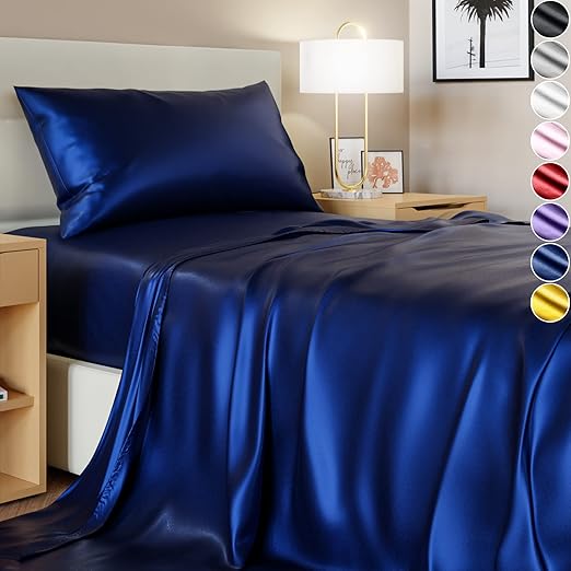 Satin Sheets Twin (3 Pieces, 8 Colors), Silky Satin Sheet