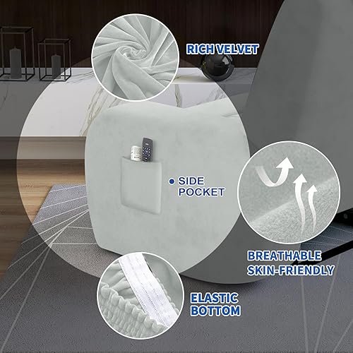 Vista 34 de MAXIJIN - Funda para sillón reclinable de terciopelo de 4 piezas, elástica, afelpada, gruesa y suave, con bolsillo lateral (camello)