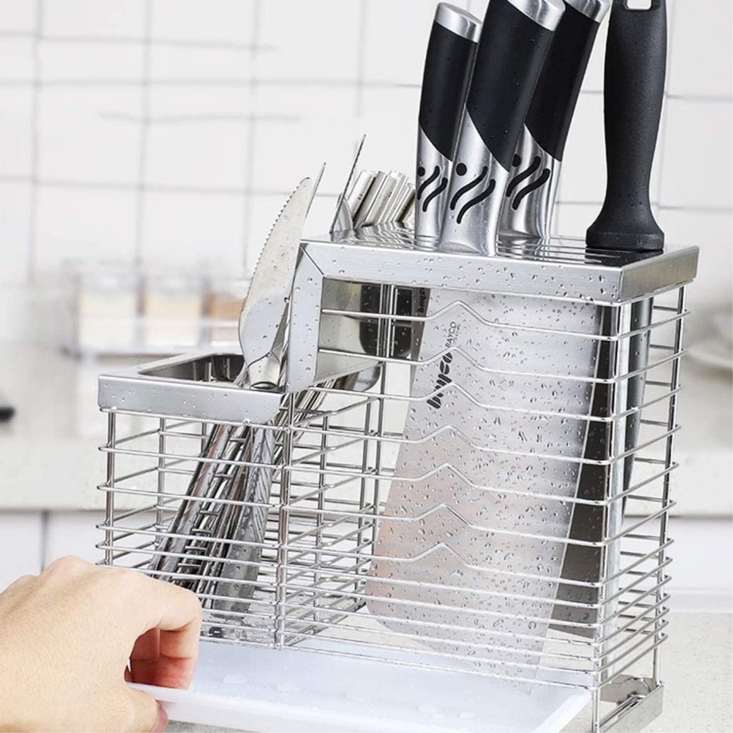 Bloque Cuchillos Cocina Soporte para Cuchillos De Ventilación Hueca, Soporte Universal De Acero Inoxidable para Palillos, Bloque para Cuchillos De Cocina