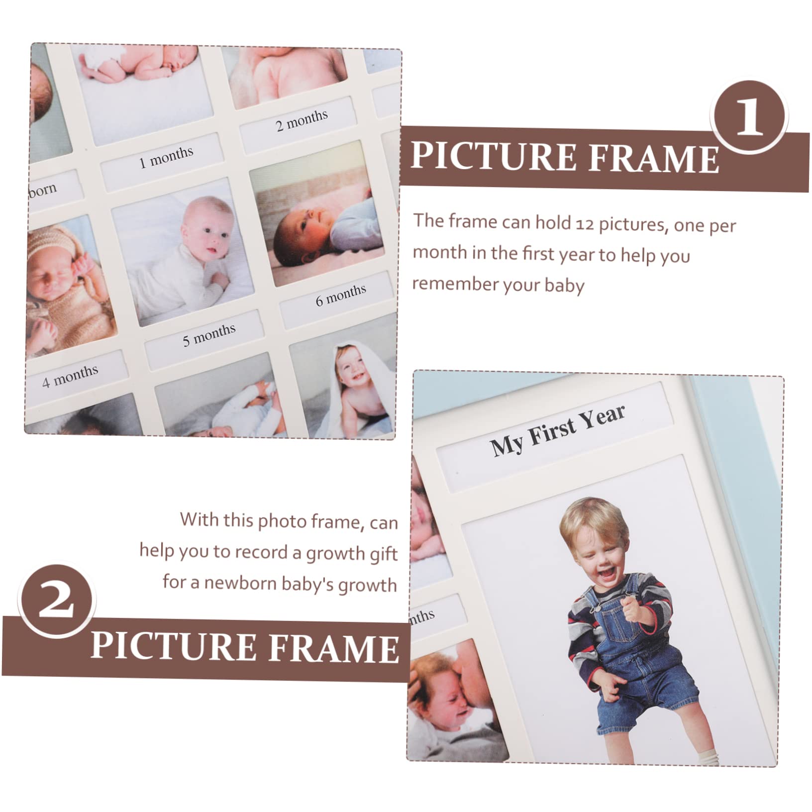 UPKOCH Marco de Fotos para Bebés Plástico Que Almacena y Exhibe 12 Fotos Adecuado para Adorno de Escritorio en Dormitorio o Mesa