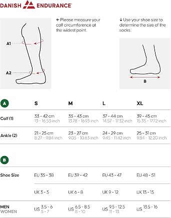 DANISH ENDURANCE Performance Compression Socks for Men & Women, 26-32 mmHg, Firm Graduated Support with Anatomical Fit for Endurance Training, Recovery and Circulation, Breathable & Sweat-Wicking
