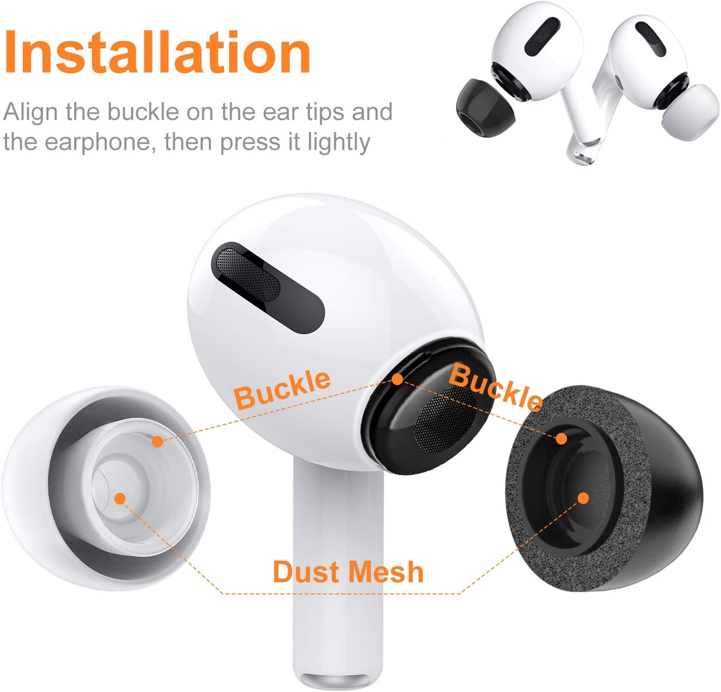 Link Dream Replacement Ear Tips for AirPods Pro AirPods Pro 2nd Generation 2022 Accessory Silicon and Memory Foam Ear Buds Tips with Portable Storage Box