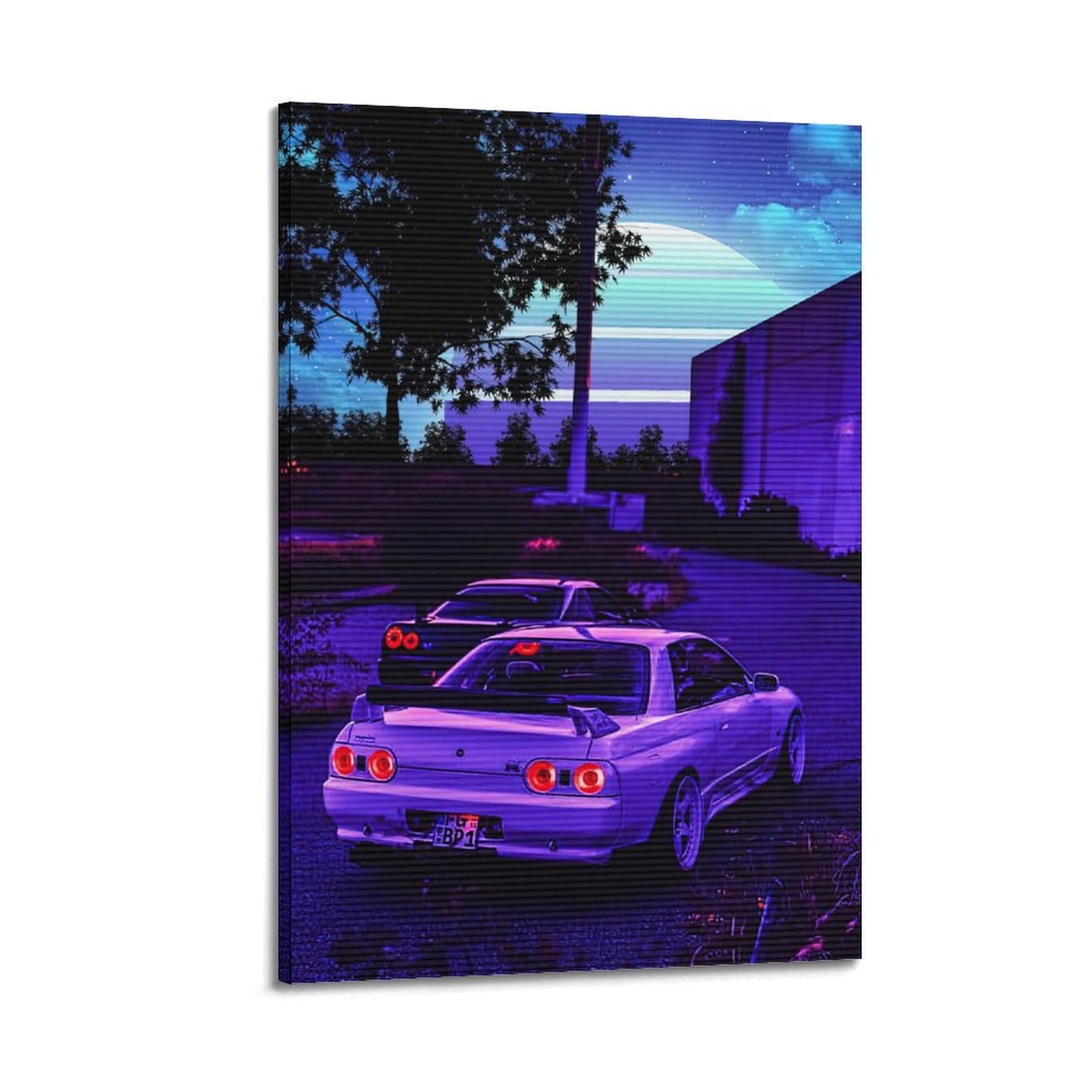 GLMHOK JDM Car Poster Skyline R34 GTR Sports Cars Decorative Painting Canvas Poster 08x12inch(20x30cm)