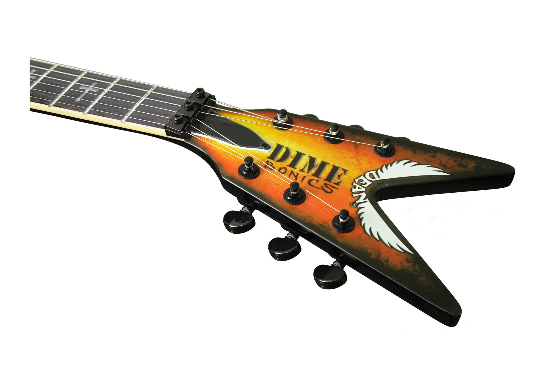 Chitarra Elettrica Solid Body Black – Dimebag Style – Smussi Argento – Floyd Rose 2 Humbucker