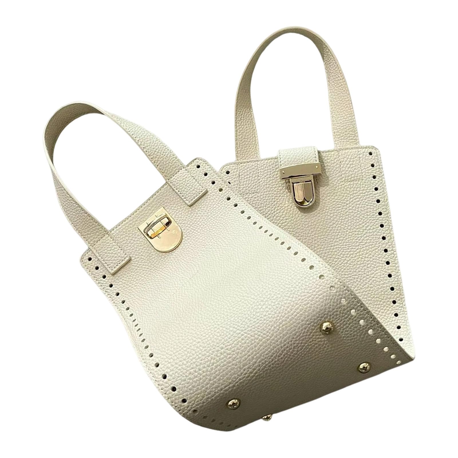 Hsioluted Beige Bag Making Supplies Bag Accessories Leather Bags Handles Bags Bottom With For Diys Crocheted Purse Making Repairing Diys Supplies