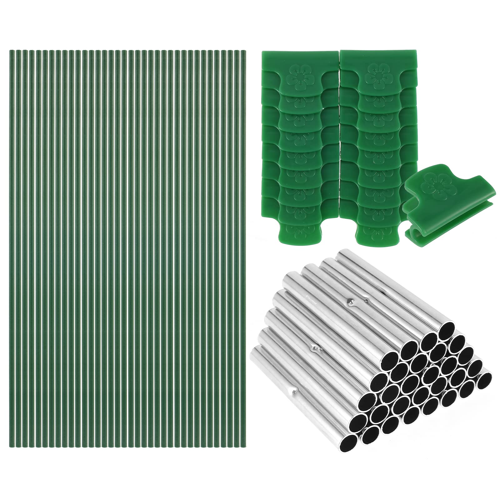 NIHUIFDPY 84Pcs Greenhouse Hoops for Raised Beds - Rust-Free Fiberglass Grow Tunnel Arch Kit with 18 Clips - DIY Garden Netting Support Frame for Frost & Plant Protection - 17" Rods-image-39