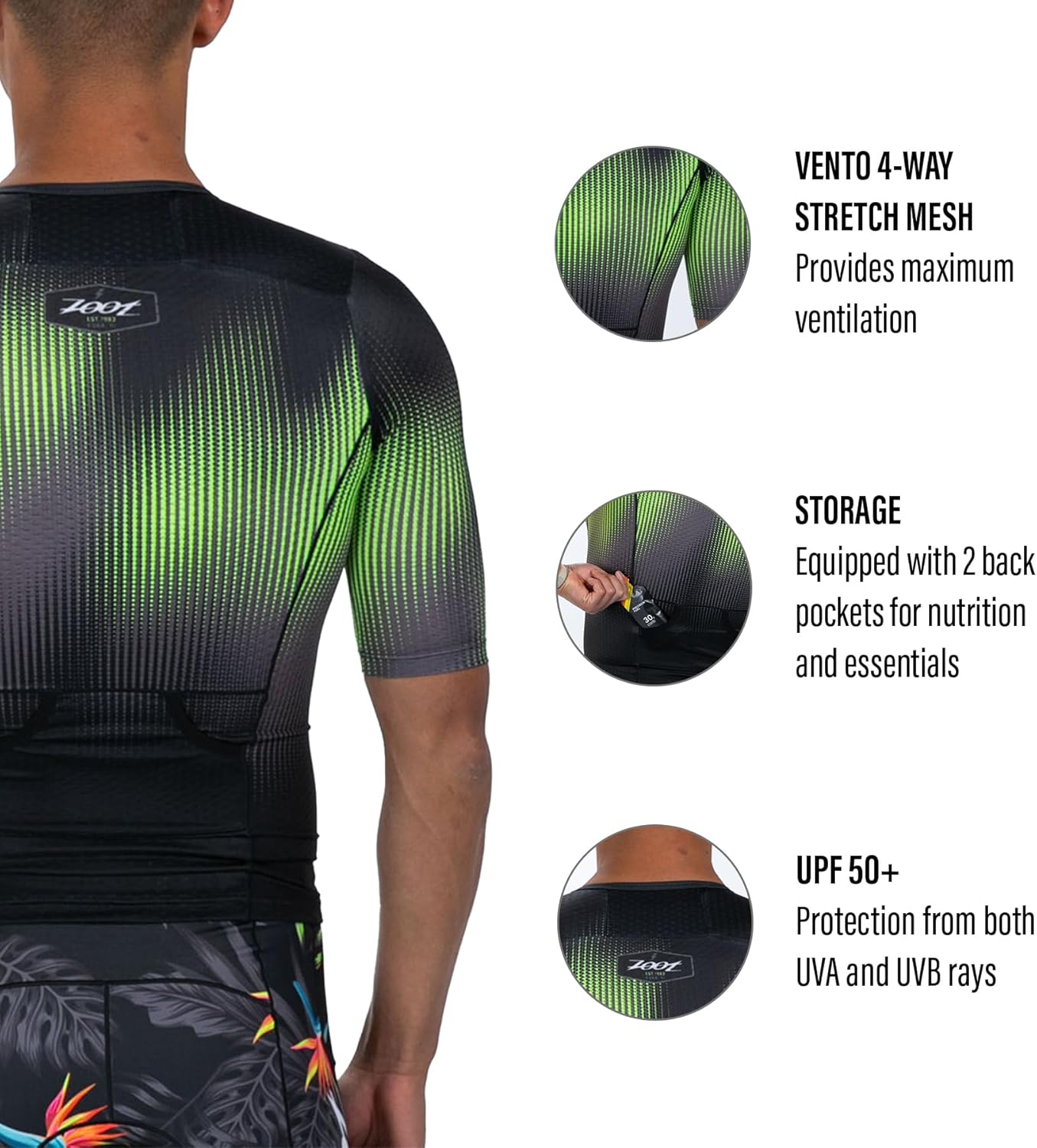 Zoot Men’s LTD Tri Aero Jersey, Short Sleeve Triathlon Race Jersey with UPF Sun Protection & Pockets - Image 5