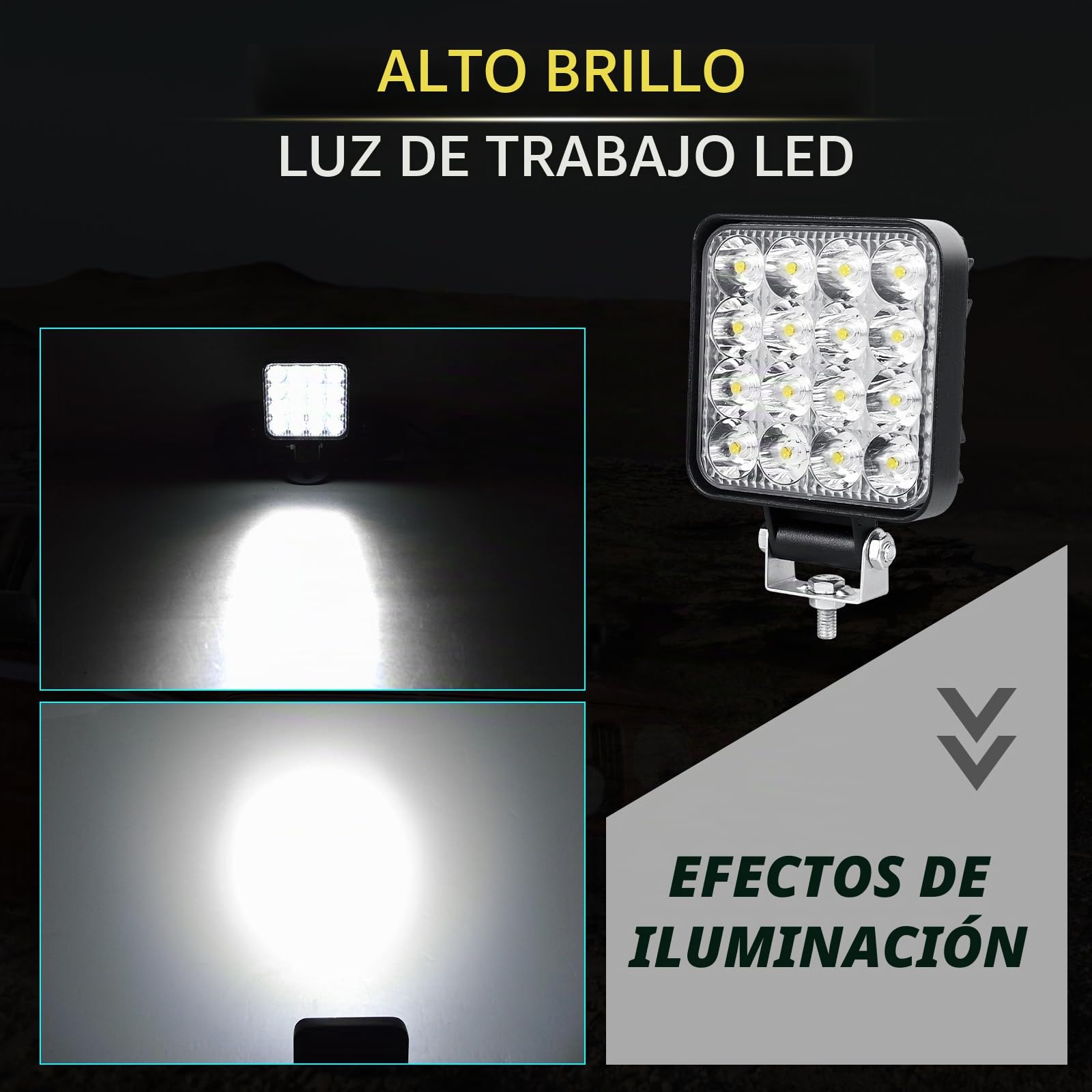 SKYWORLD 10Pcs Faro Trabajo LED Focos de Coche 3.3 Pulgadas 48W Faros Led Tractor 12V 24V Barra de Luz LED Foco de Tractor para 4x4 Moto ATV SUV Camión Excavadora Barco luces Todoterreno