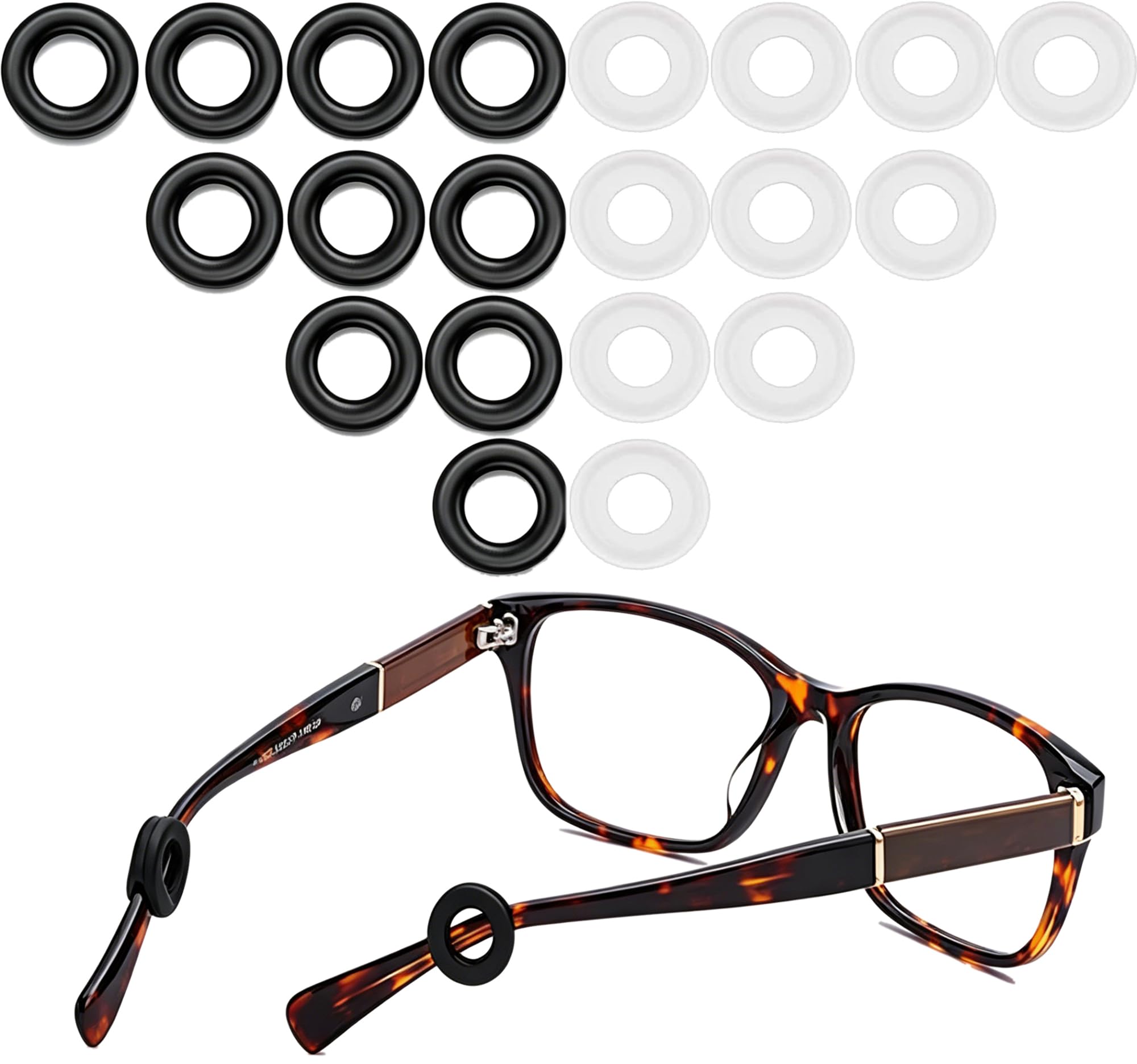 MOLDERP Fudun Silicone Eyeglasses Temple Tips Sleeve Retainer,Anti-Slip Round Comfort Glasses Retainers For Spectacle Sunglasses Reading Glasses Eyewear,10 pairs