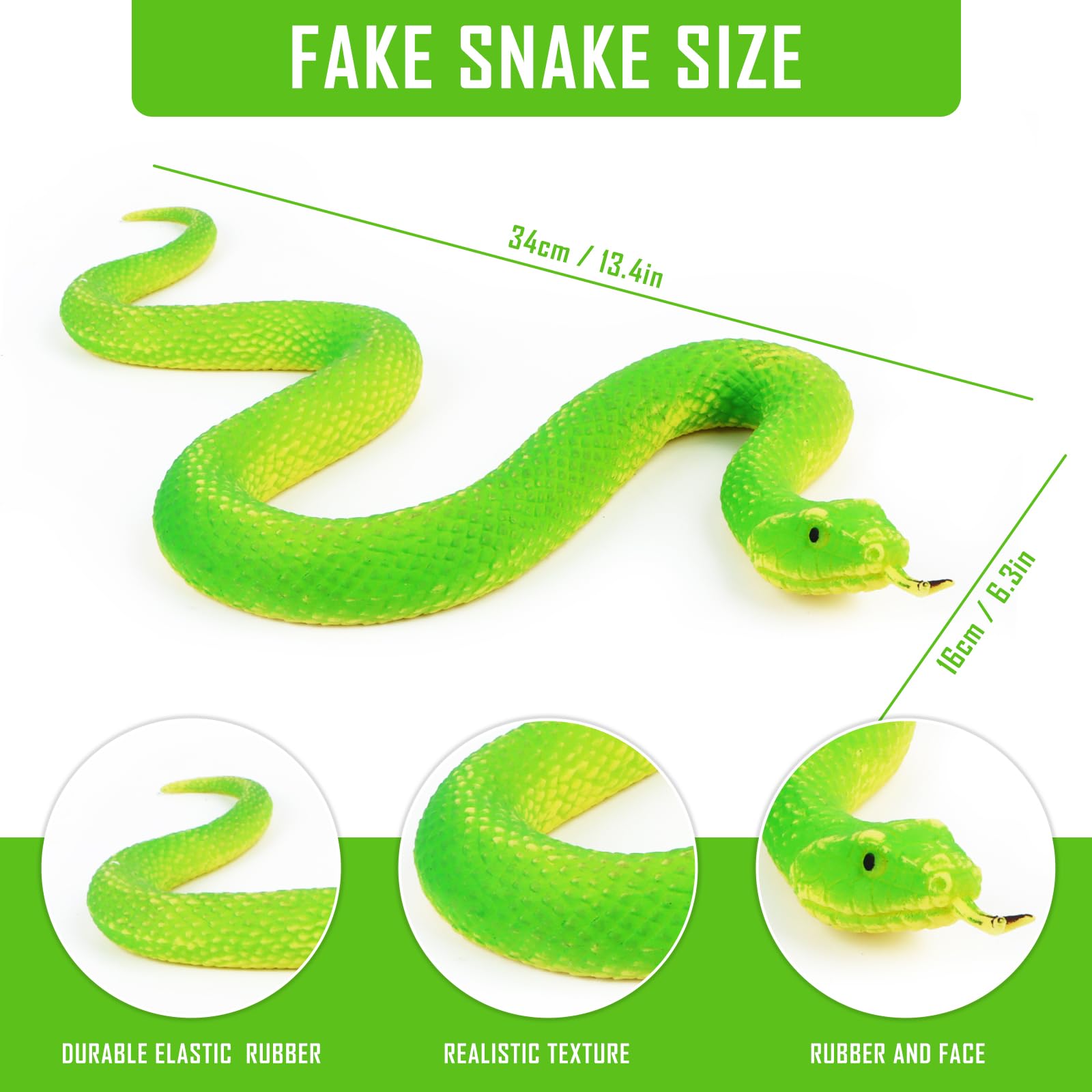 THINCAN Serpent En Caoutchouc Réaliste – 6 Modèles Flexibles 53-65cm, Décor Jardin, Farce Halloween, Anti-Oiseaux, Éducatif