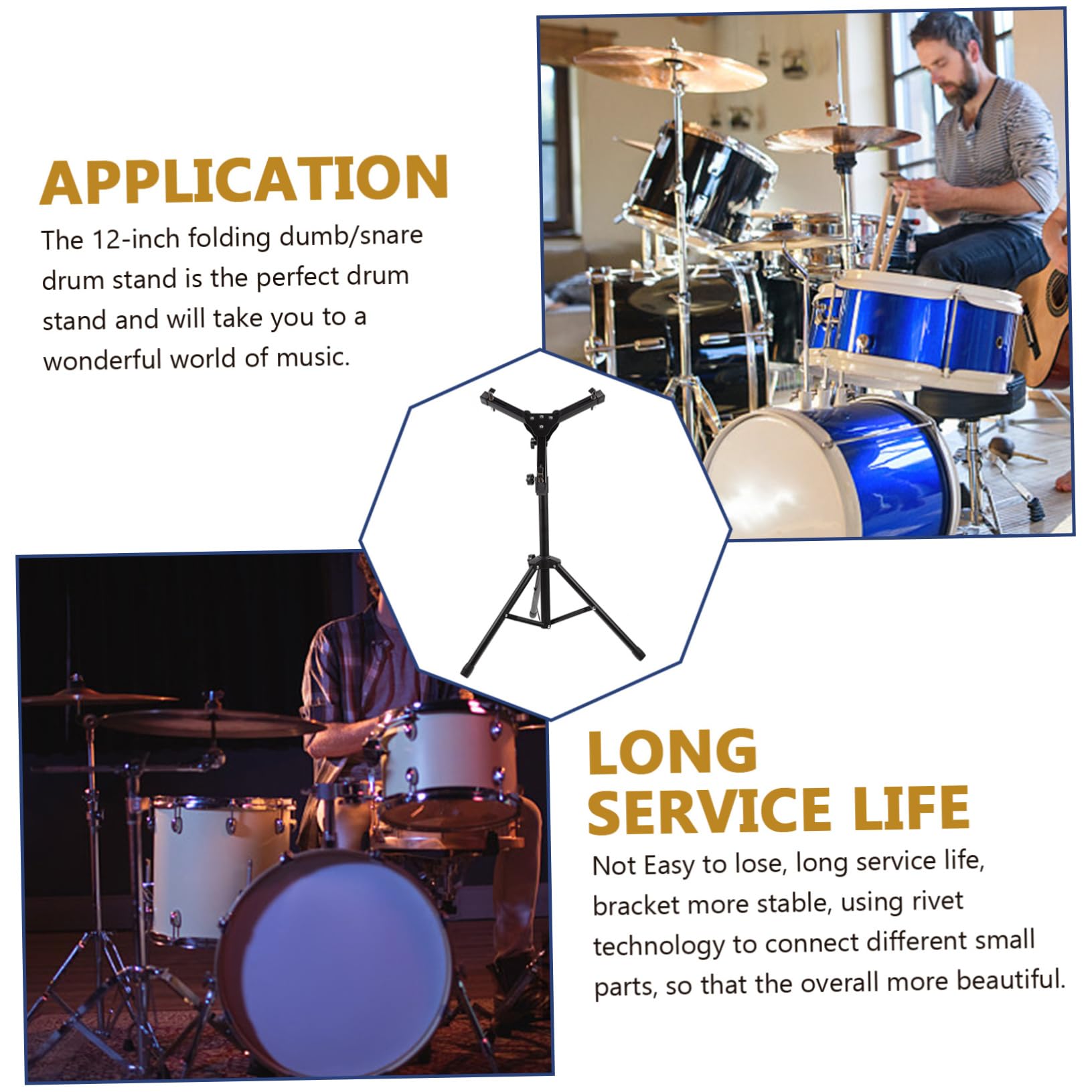 VICASKY 12 Alloy Practice Drum Rack Portable Drum Stand Multi-angle Adjustment