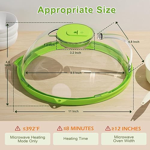 Miniatura 7 de Cubierta mejorada para salpicaduras de microondas para alimentos, cubierta transparente para microondas con vaporizador de agua, protector de
