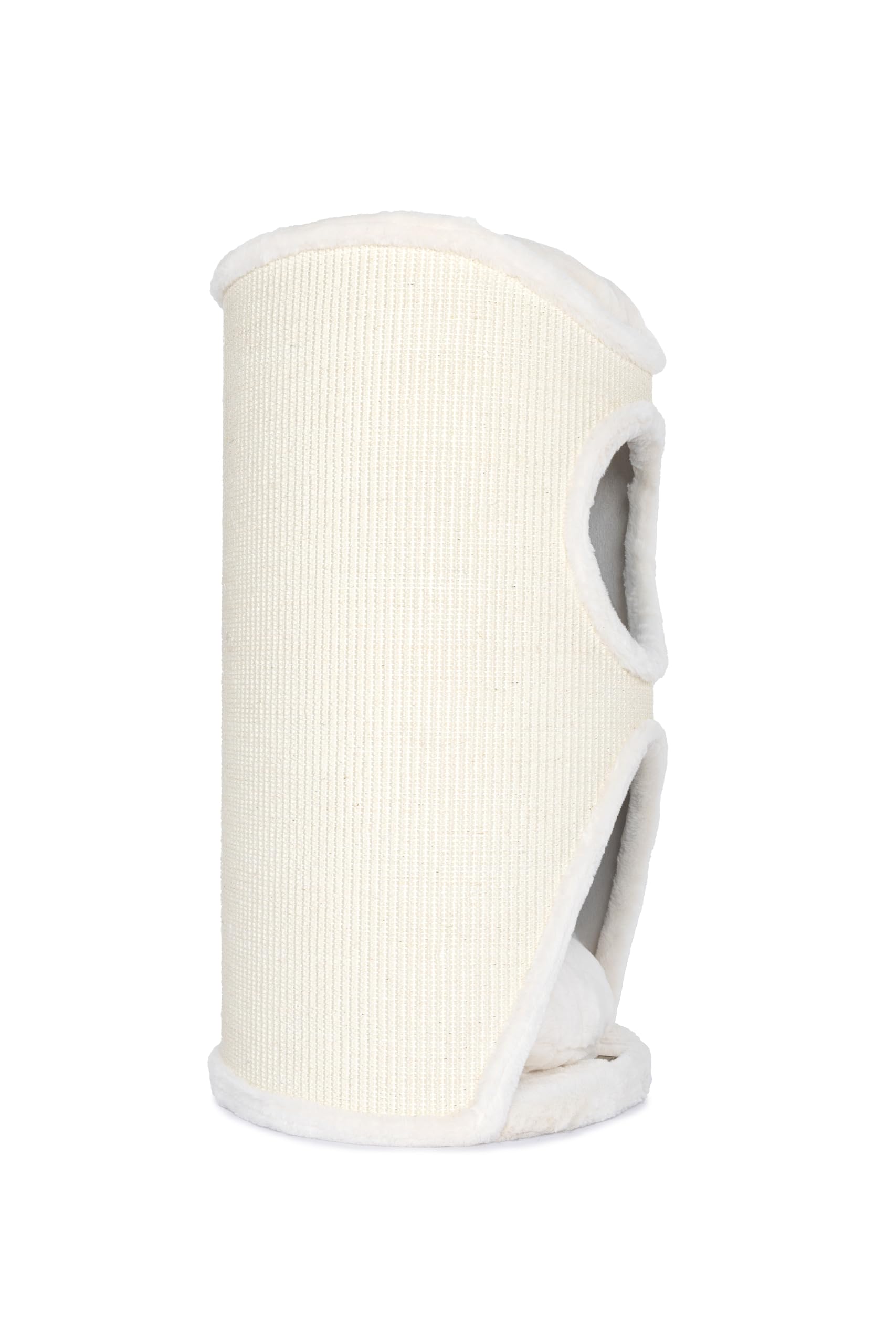 Bontoy Katzenturm Mukki Creme I mit 2 Höhlen I große Liegefläche I 75 cm höhe I Stabiler Stand I mit Sisalmatte umwickelt I Kissen herausnehmbar