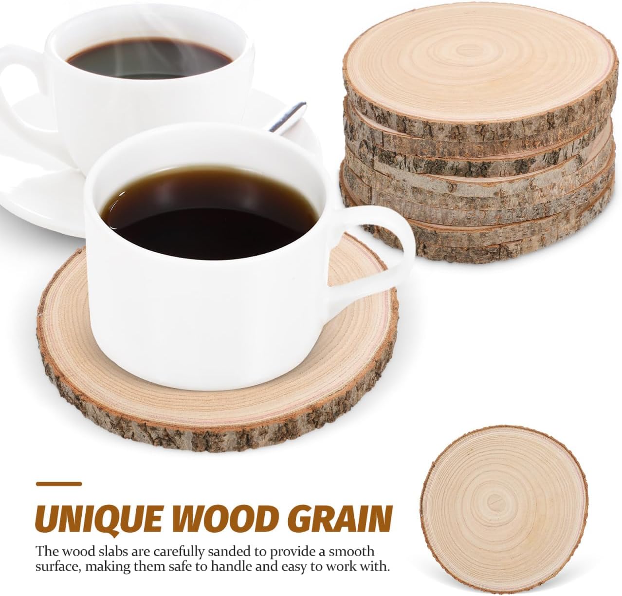 8Pcs Unfinished Wood Slices Rustic Wood Circles for Crafting Centerpieces Wedding Decor Natural Bark Edge Wooden Discs for DIY Projects