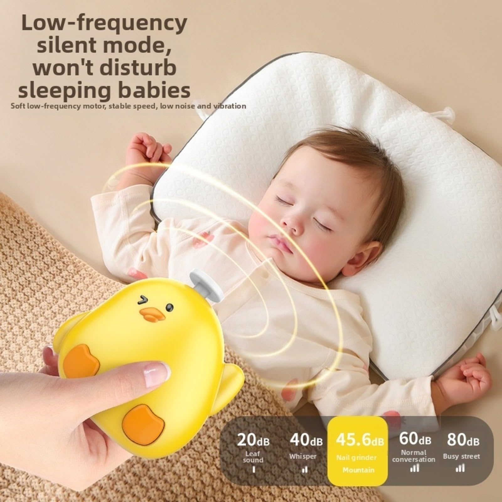 Molinillo eléctrico de uñas para bebé, recargable por USB, con 6 cabezales, bajo ruido, 40 dB, 3 velocidades, lima de corte de uñas suave, para bebés, niños y adultos, kit de manicura seguro