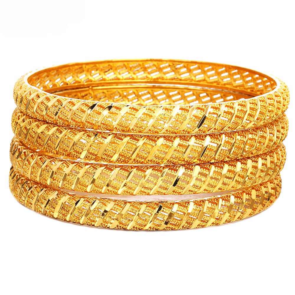 Ethlyn Birthday Gifts for her Gold Color Bangles Bracelet Jewelry for Mothers Day Valentines Anniversary Mom Wife Girlfriend （4pcs/lot）