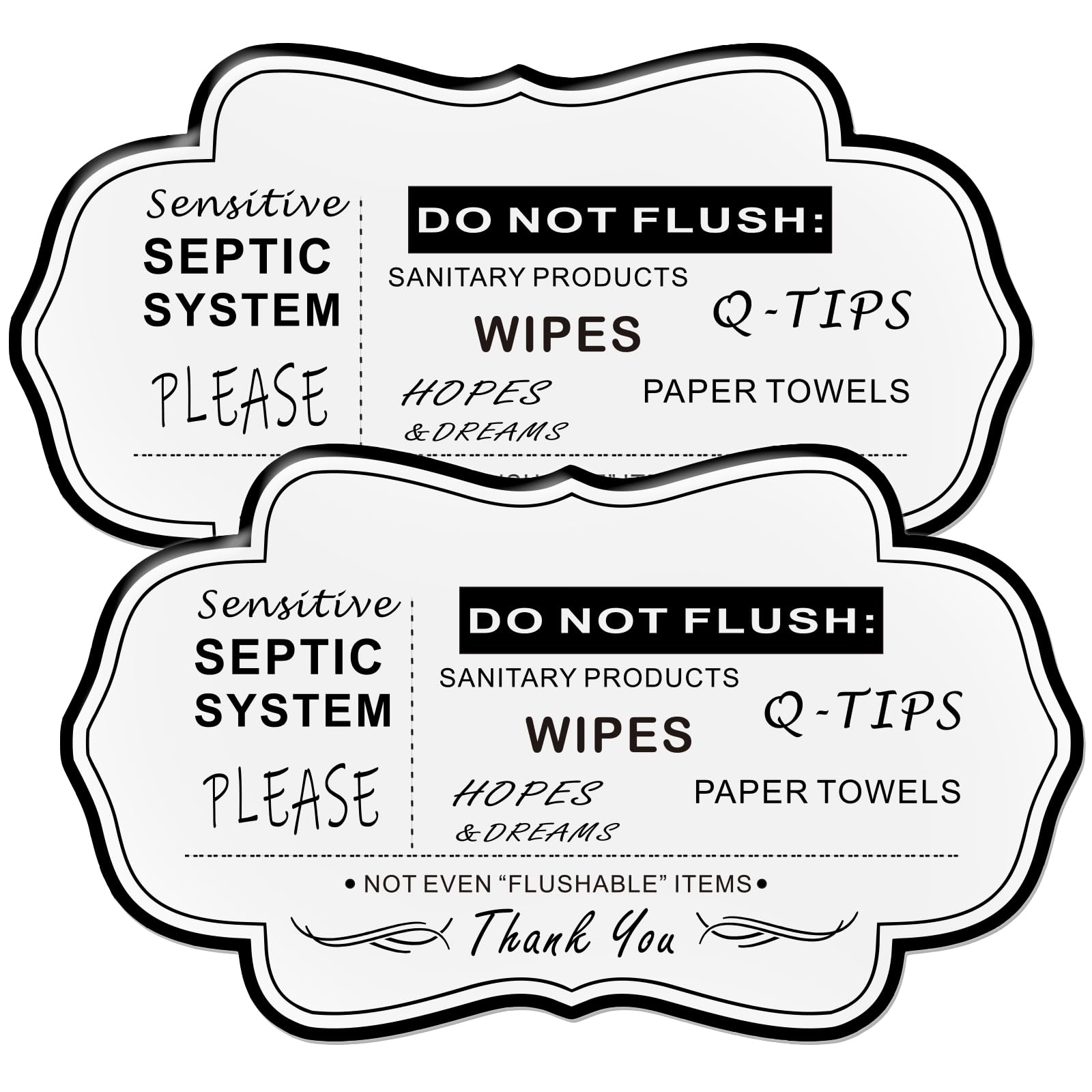 Do Not Flush Rules Sign for Bathroom,2Pack RAMIEYOO Designer Septic System Bathroom signs for Home,Business or RV,Cabin (White A)