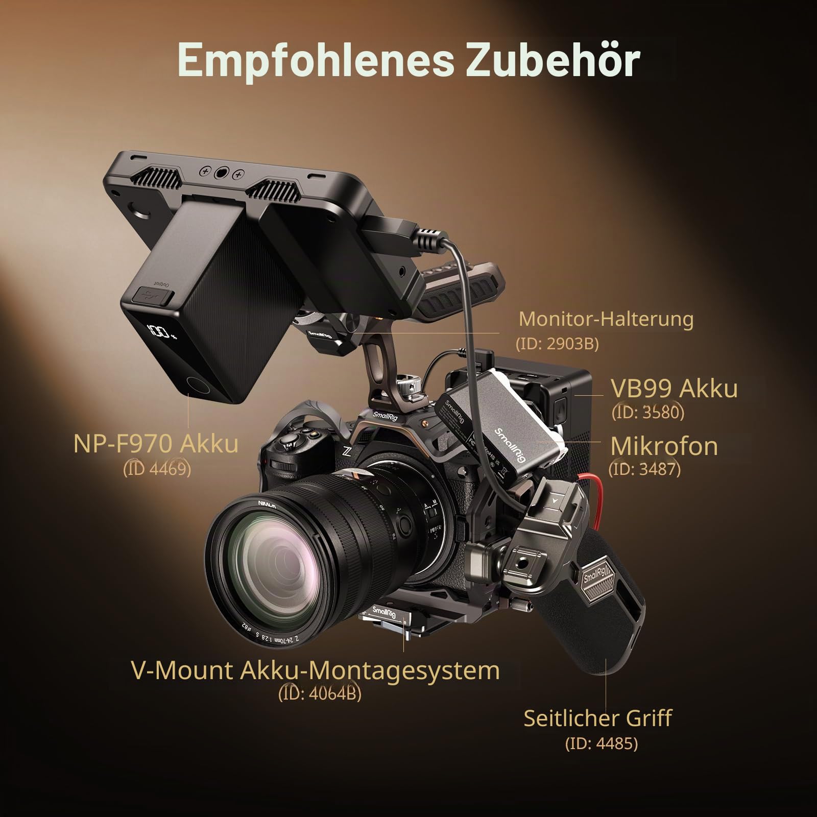 SMALLRIG Night Eagle Z5II Cage für Nikon Z5 / Z6 / Z6II / Z7 / Z7II, Kamera-Komplettkäfig aus Aluminiumlegierung mit Blitzschuh und NATO-Schiene, Schnellwechselplatte für arca – 5258
