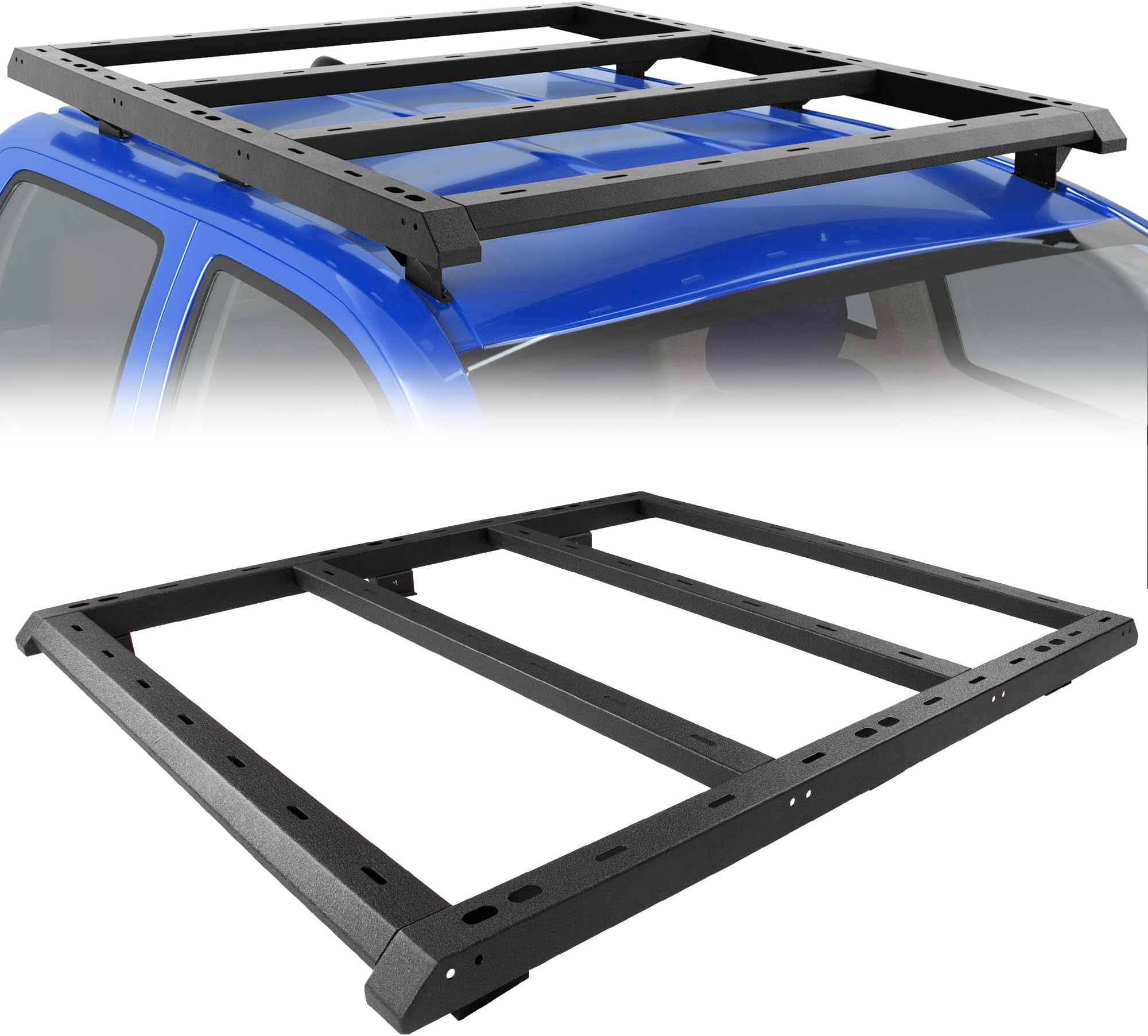 Roof Rack for 2005-2023 Toyota Tacoma Double Cab, Full Platform Roof Rack, Heavy Duty Steel Rooftop Cargo Rack, Bolt-On Installation, 300 LB Capacity