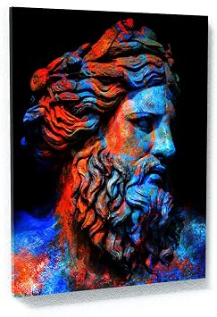 Sense Canvas Zeus Canvas Art - Abstract Greek Mythology God Statue Olympus Home Decor Print Poster Painting Medium 18x24 / 0.75"