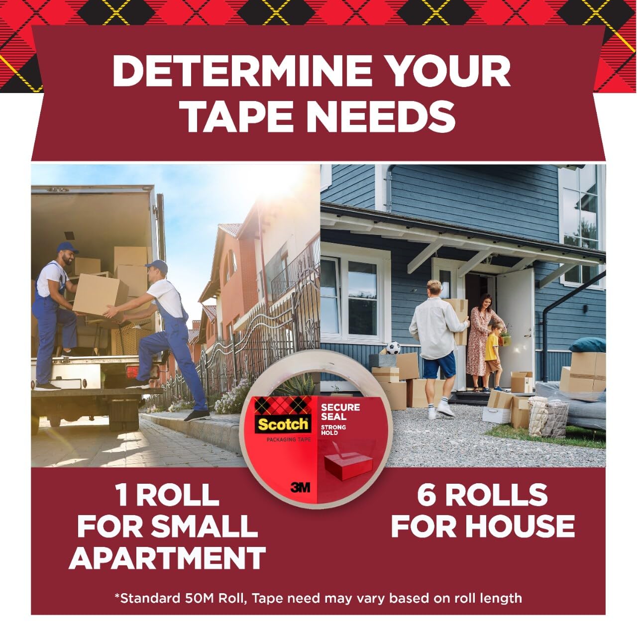 Scotch 6 rotoli di nastro adesivo da imballaggio, 48 mm x 50 m, ultra trasparente