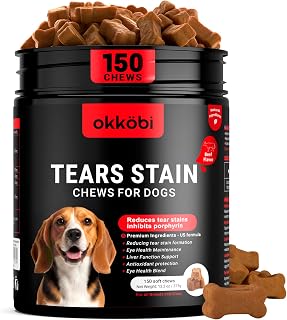 Tear Stain Chews and Eye Vitamins for Dogs - 150 Vision Soft Bites - Eye Supplements for Dogs with Lutein, Eyebright, Cranberry & Vitamin C - Beef Flavor