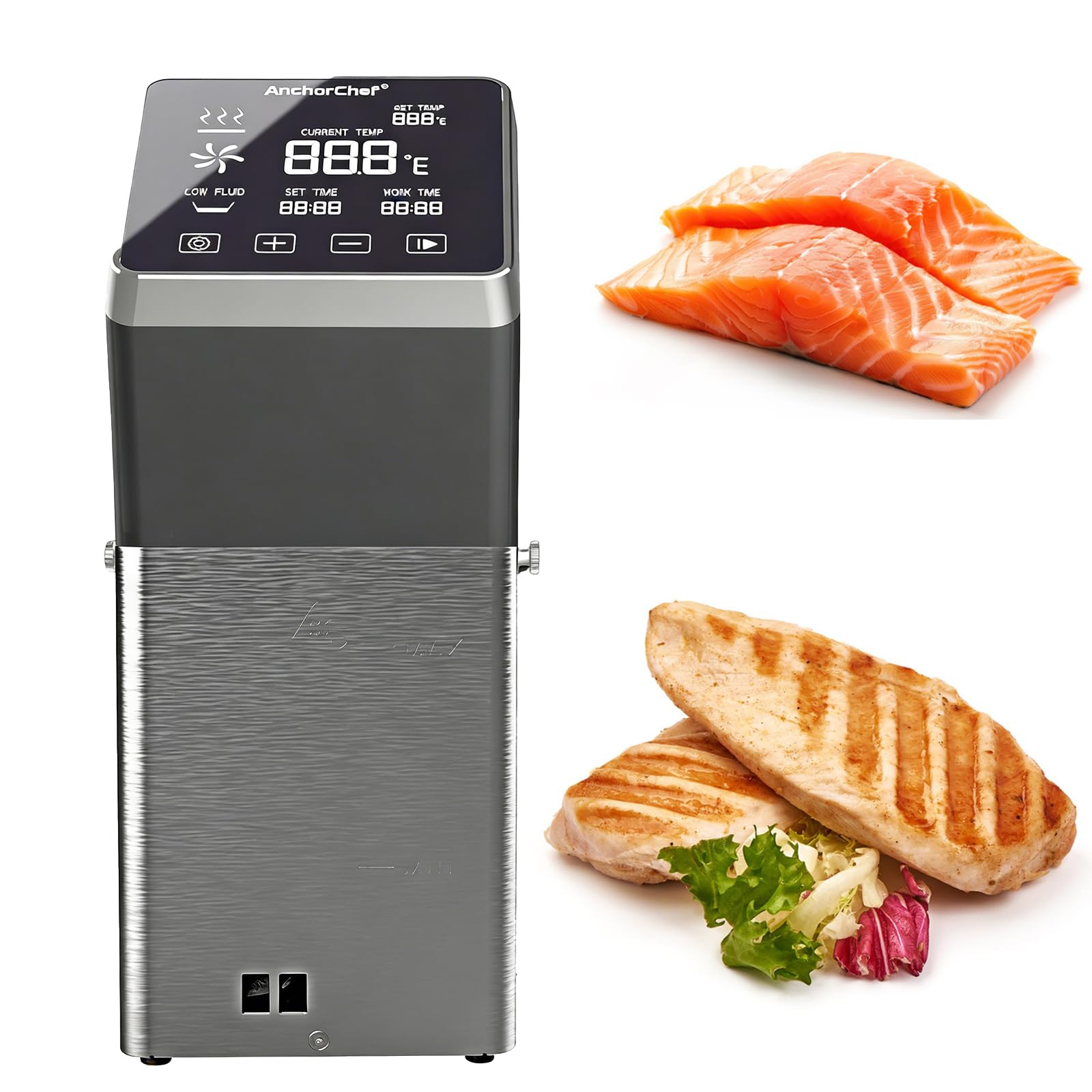 Cocina Sous Vide con Circulador de Inmersión de 1600W, Pantalla Táctil Grande, Calentamiento Rápido, Temporizador Preciso, para Carnes y Verduras en Restaurantes y Hogar