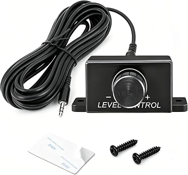 Universal 3.5mm Jack Port Remote Bass Knob Replacemen,16Ft Cable and Screws | Car Audio Amplifier Volume Control Knob with Double-Sided Adhesive,Subwoofer Level Controller System Upgrade for Amp