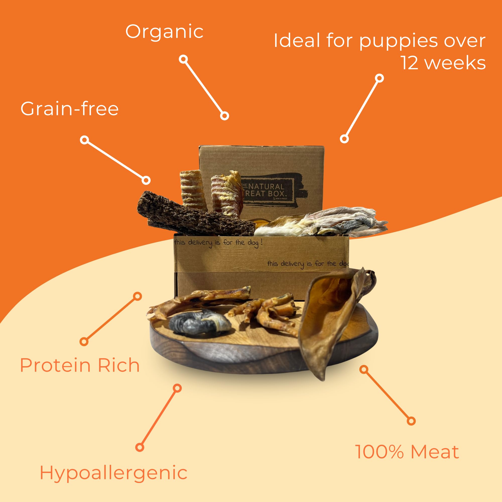Dog & Field Middy Meaty 15 Piece Natural Dog Treat Box, 100% Natural Dog Chews & Treats. Chicken Feet, Rabbit Ears with Fur - Image 4