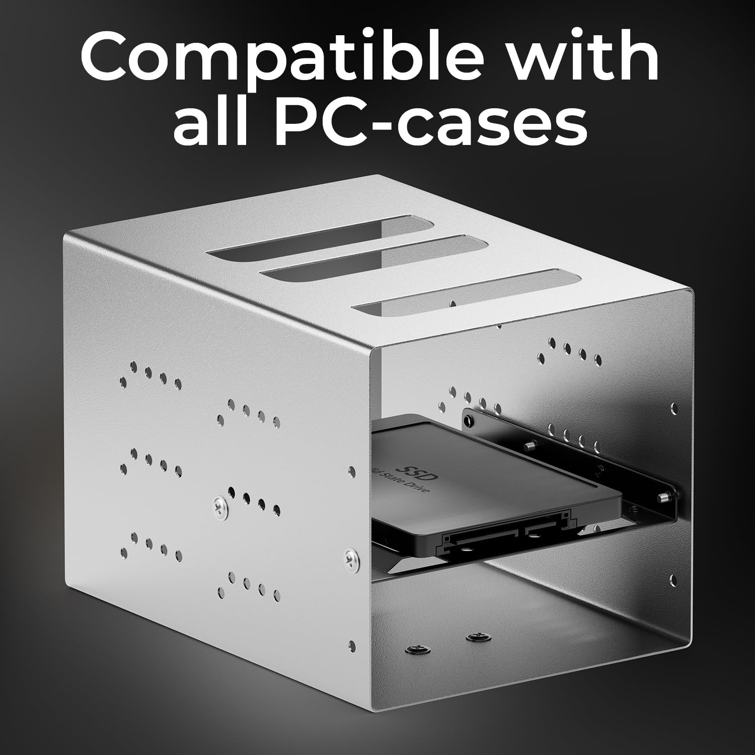 deleyCON Rama Montażowa dla Dysków Twardych 2,5" Adapter Dysków SSD do 3,5" Zdejmowana Rama Uchwyt Montażowy Szyny w Tym Śruby Adapter Zasilania Kabel SATA i Śrubokręt - Czarny